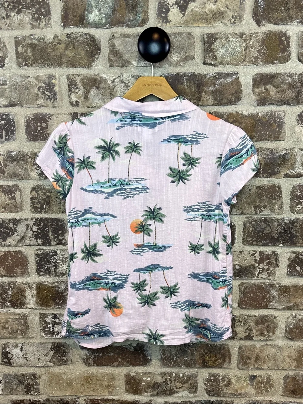 Old Navy Pink Palm-Print Tie-Front Shirt Girls XL/14